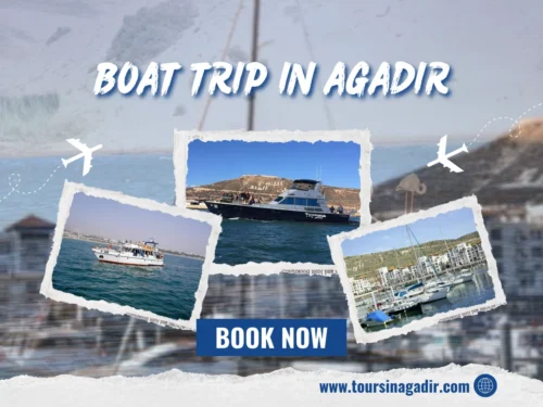 Boat trip in Agadir featuring luxury yachts and coastal exploration.